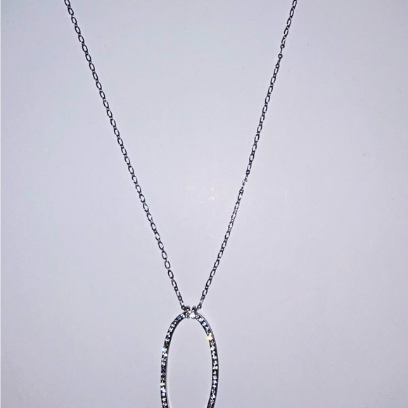 Brand New Cookie Lee small gemstone accents Silver Oval Pendant Necklace - Picture 6 of 8